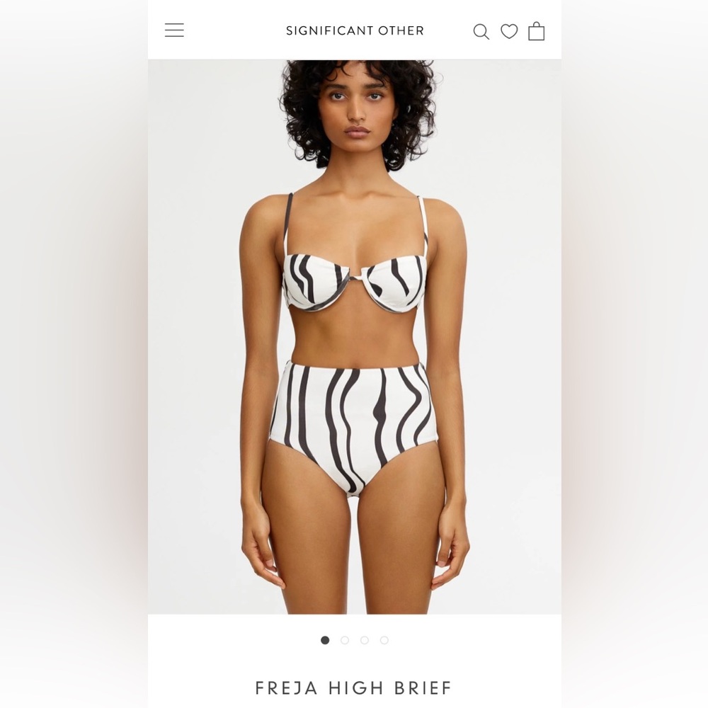 Significant Other Freja High Brief Black and White Swim Bottoms - Size Medium